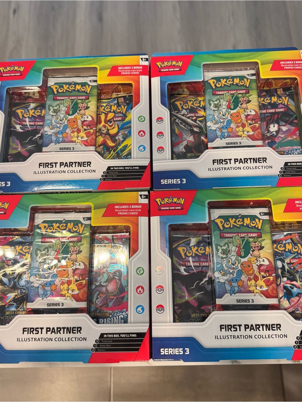 Pokemon TCG First Partner Illustration Collection Series 3 Sealed Box Lot of 4